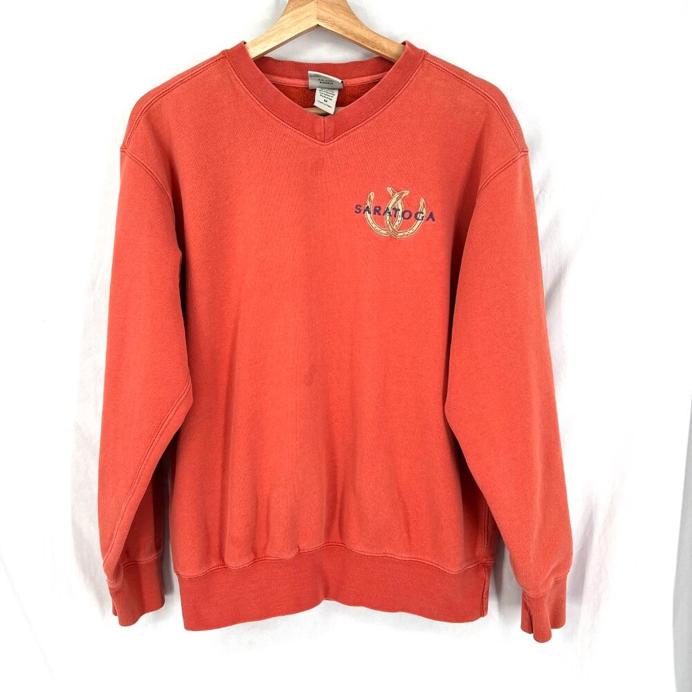 Saratoga NY crewneck pullover sweatshirt equestrian horse orange aesthetic top M - Picture 9 of 9